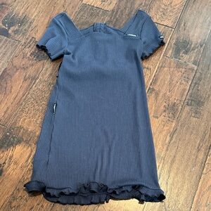 Chic Navy Blue Ruffle Hem Dress
